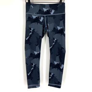 Lululemon Wunder Under Crop II Full On Palm Party Blue Denim Black Size 4
